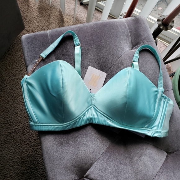 Savage X Fenty RARE Balconette Mint Green Sharp Satin Bralette XL 36DDD 38C 38D - Picture 6 of 11